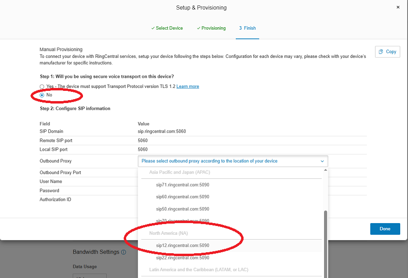 ringcentral sip credential