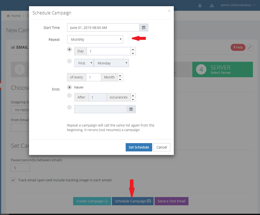 Schedule Recurring Campaigns